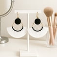 thumbnail image 4 of AeraVida Stylish Fan Shaped Natural Tassels with Black Accents Brass Dangle Earrings, 4 of 8
