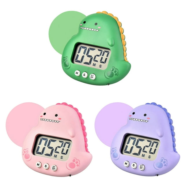 Binwennn Kids Cooking Digital Kitchen Timer Cute Cartoon Dinosaur Digital Timer Display Alarm Countdown Timer With Backs And Stand For Classroom Home Study Cooking