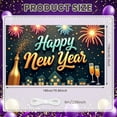 thumbnail image 2 of Festive Theme Happy New Year Banner Gold Glitter New Year Display Firework Design Champagne Elements Festive Backdrop for New Year Party Holiday Celebration Indoor Decoration, 2 of 9
