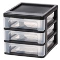 thumbnail image 2 of IRIS USA Compact 3 Drawer Plastic Desktop Storage Organizer, Black (2 Pack), 2 of 10