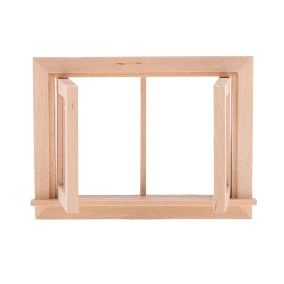 Unpainted Wooden 2-Pane Window for 1:12 Dollhouse Any Room Items, Handcrafts, Miniature Furniture