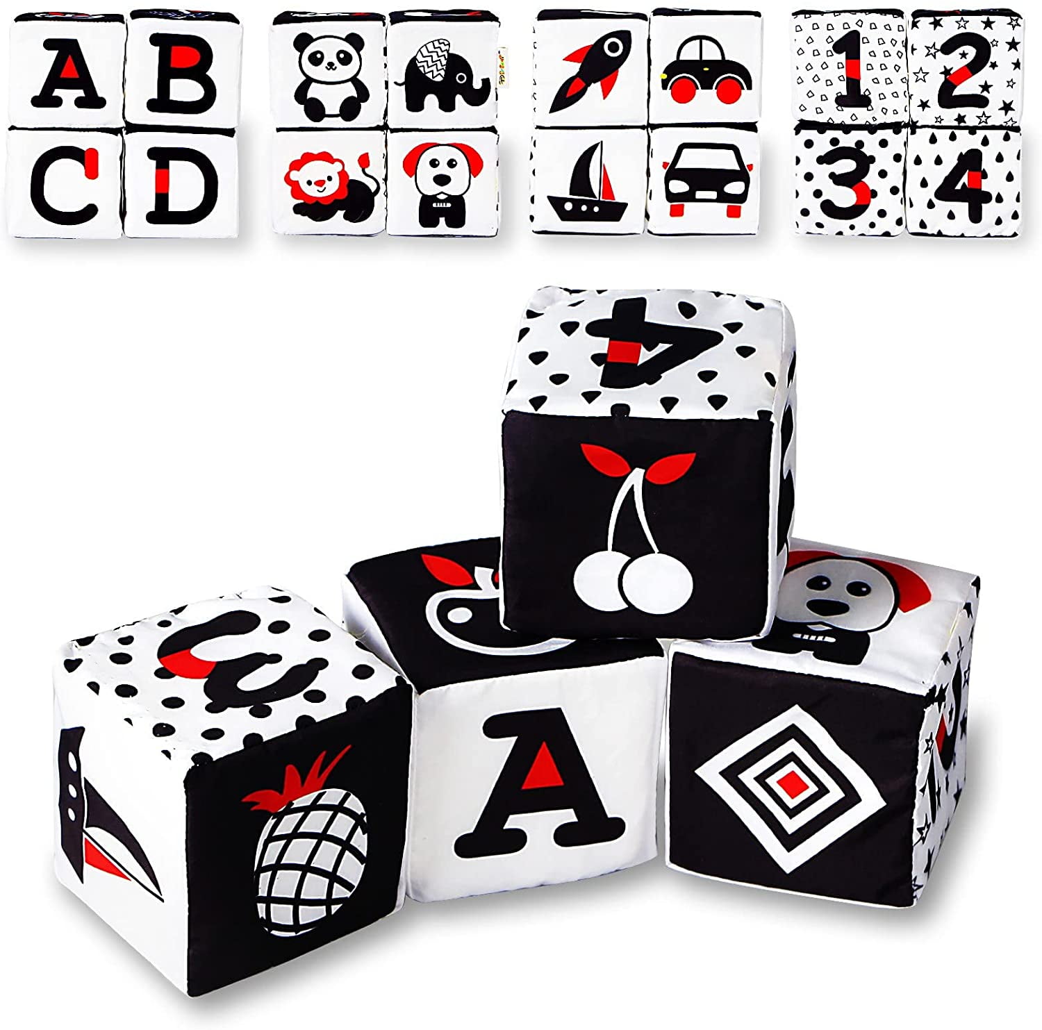 YINYUE Baby Blocks, Soft Black and White Blocks, High Contrast Squeeze