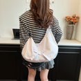 thumbnail image 4 of Bolso Bandolera Lona Con Lazo para Mujer Bolso Hombro Bolso Hobo para Exteriores (blanco), 4 of 9
