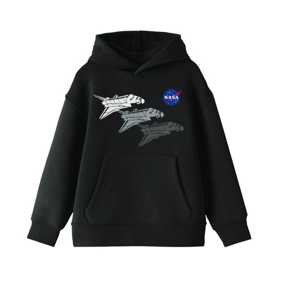 NASA Descending Shuttles Boy's Black Sweatshirt-Medium