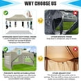 thumbnail image 5 of COBIZI 10x15 Canopy Tent Heavy Duty Pop Up Canopy Tent for Parties Event Wedding Commercial Easy Up Canopy with Roller Bag,UV 50+ & Upgraded No Water Accumulation, Thick Hexagonal Legs,Khaki, 5 of 10