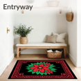 thumbnail image 3 of ODIKA 8'x10' Machine Washable Non-Slip Area Rug, Victorian Poinsettia Blooms Embroidery Project with Elegant Floral Art High Traffic Rug, Red, 647087, 3 of 7