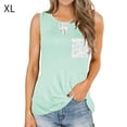 thumbnail image 1 of Camiseta Mujer Sin Mangas Tank Top Pocket Camiseta De Algodón, Encaje, Azul Claro, XL Eigraketly AP001700-14, 1 of 5