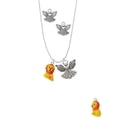 thumbnail image 2 of Delight Jewelry Resin Yellow Lion Silver tone Guardian Angel Charm Necklace and Stud Earrings, 2 of 4