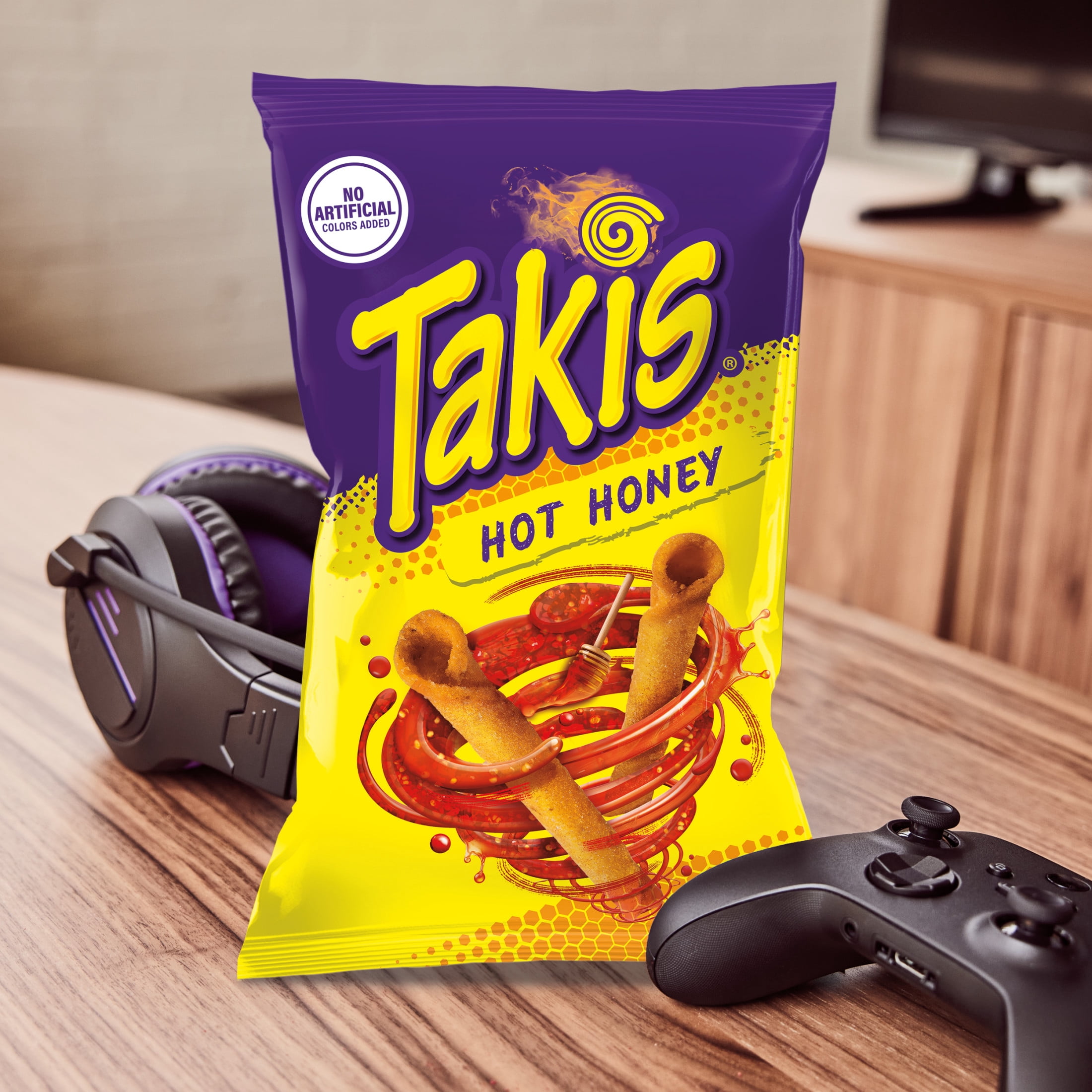 Takis Hot Honey 9.9 oz Sharing Size Bag, Spicy Honey Rolled Tortilla Chips