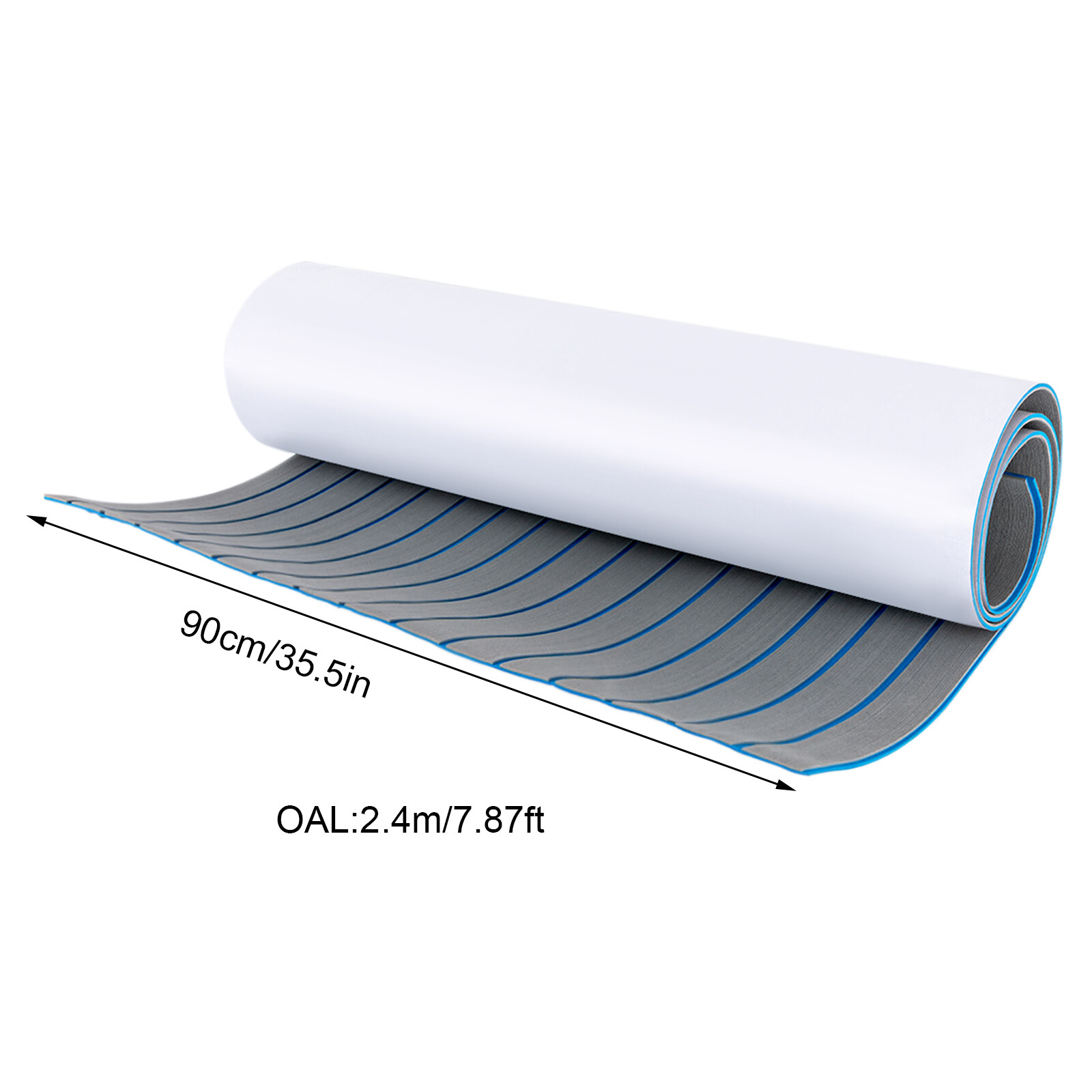 ToppiJoy 95*35.5inch EVA Foam Teak Sheet Marine Flooring Yacht Boat Decking Board Canoe Golf Cart RV Flooring Self-Adhesive Pad, Light Grey with Blue Seam