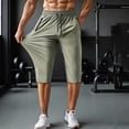 thumbnail image 2 of Sewkxo Men's Capri Pants 3/4 Joggers Gym/Workout/Hiking Below Knee Long Shorts Lightweight Quick Dry Shorts with Zipper Pockets,Army Green XL, 2 of 5