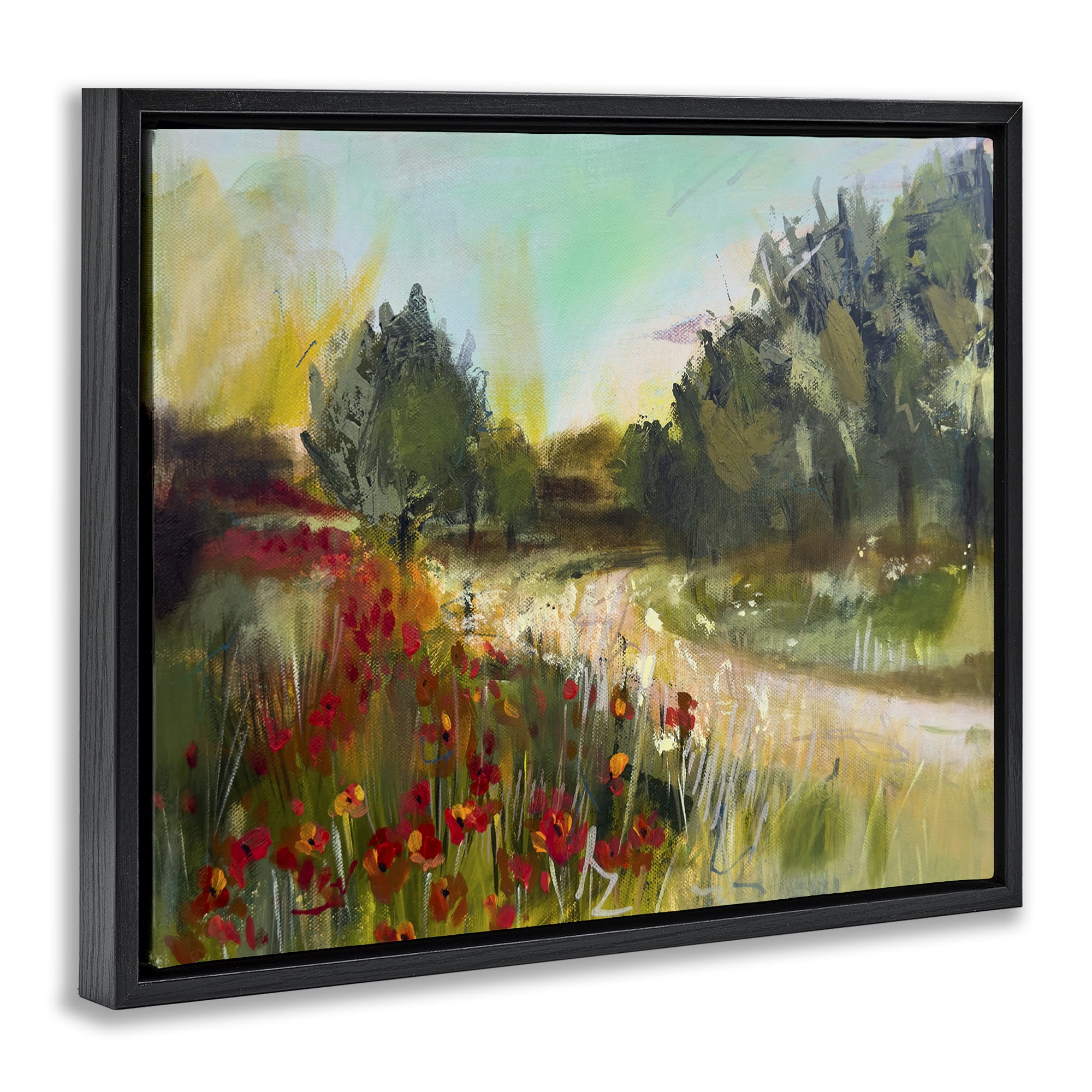 Stupell Industries Poppy Sunset Landscape Landscape & Nature Painting Black Floater Framed Canvas Art Print Wall Art, 31 x 25