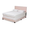 thumbnail image 2 of HomeStock Artisanal Attic Modern and Contemporary Glam Light Pink Velvet Fabric Upholstered Size Panel Bed, Modern Platform Bed for Bedrooms, Sturdy Construction Bed Frames for All Rooms, 2 of 5