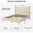 thumbnail image 3 of Qinaqin Queen Size Corduroy Upholstered Platform Cama Frame con 51 inch cm de Anchoingback Alturaeadboard y Vertical Stripes Profundidad Madera Slats No Caja Spring Needed (Beige), 3 of 7