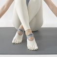 thumbnail image 3 of Calcetines de yoga antideslizantes de primavera y verano para mujer, de algodón de color sólido, que absorben el sudor, sin espalda, con cinco dedos, con tiras para trampolín, 3 of 3