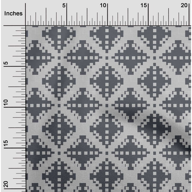 oneOone Viscose Chiffon Fabric Check Kasuri Printed Fabric 1 Yard 42 Inch Wide
