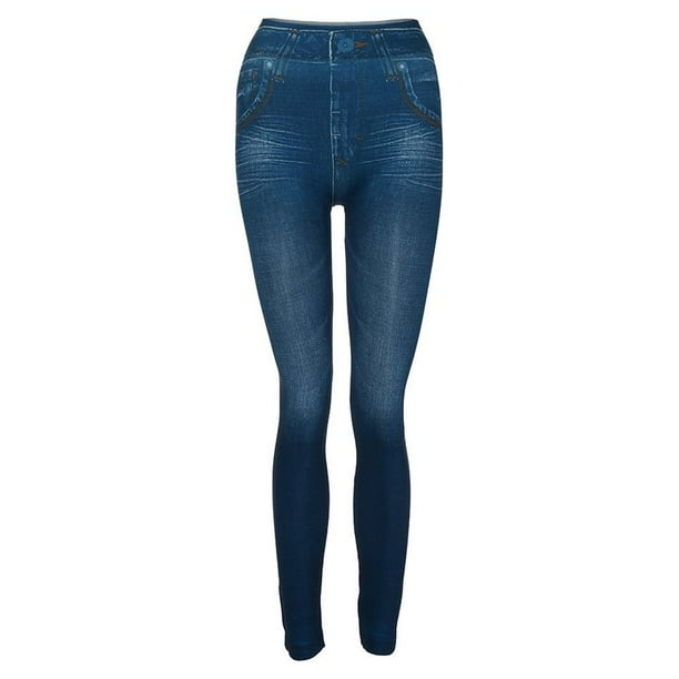 Gibobby Pantalones vaqueros cortos para mujer Fitness Pantalones Longitud Mujer Tamaño Leggings Pocket Jeans de mujer (Azul, L)