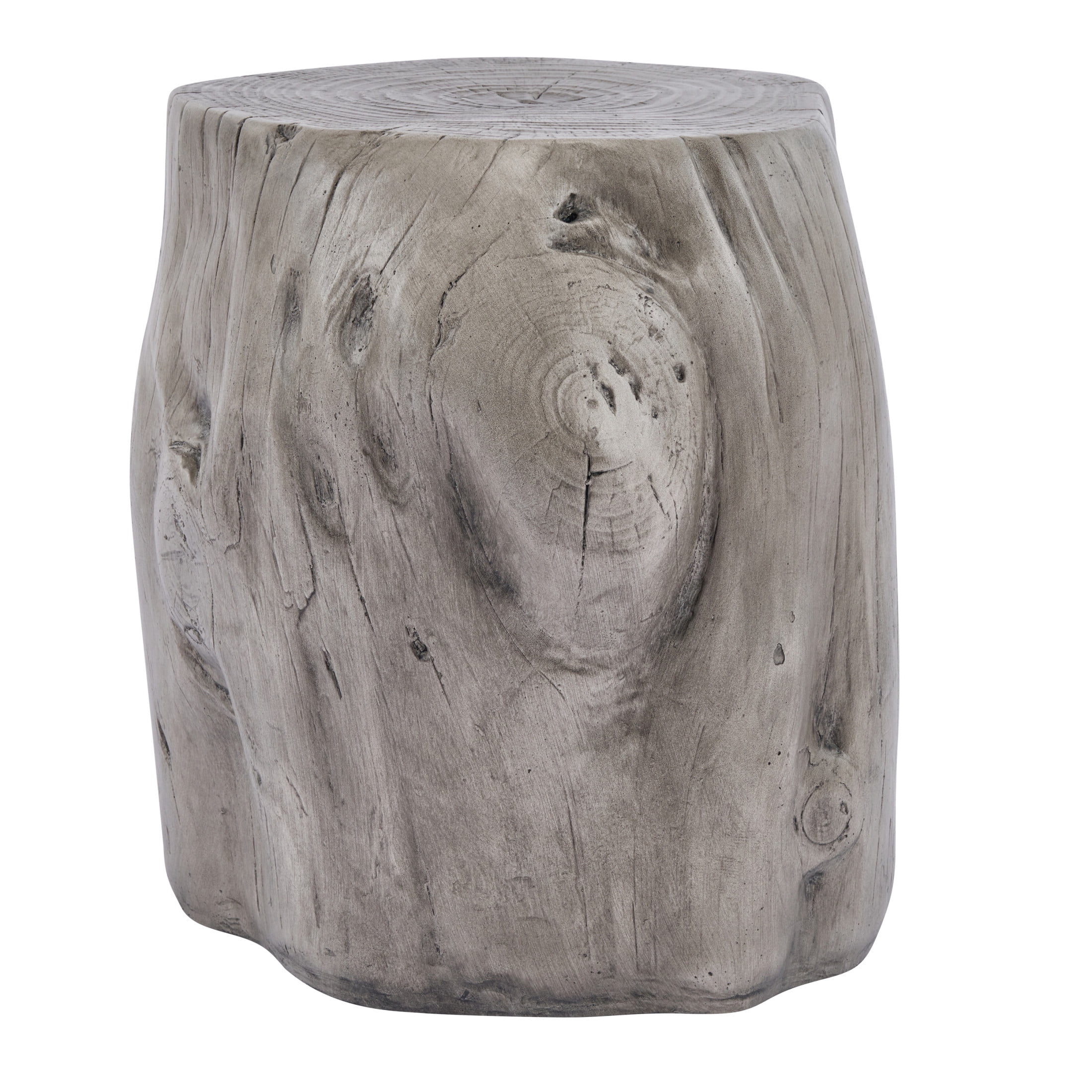 Christopher Knight Home 17.3” Tree Stump Side Table, MGO Accent Table for Indoor & Outdoor Use, Antique Gray