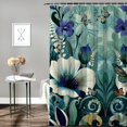 thumbnail image 2 of Orinice Ambesonne Turquoise Shower Curtain, Contemporary Art Style Abstract Brush Exterior Print, Fabric Bathroom Decoration Set with Hooks, Sea Foam Ivory White&nbsp; 60x72, 2 of 7