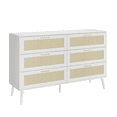 thumbnail image 6 of TrumanPick 6 Drawer Double White Dresser for Bedroom Rattan Dresser Chest of Drawers for Living Room Entryway Hallway 47"W x 13"D x 29"H, 6 of 8