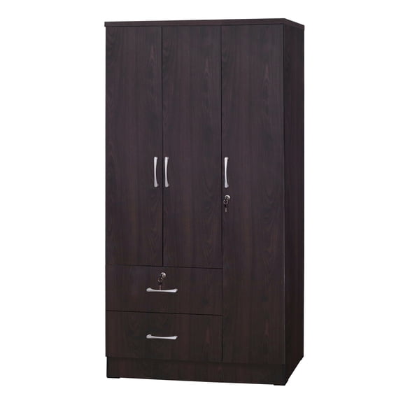 Better Home Products Symphony Wardrobe Armoire Closet with Two Drawers Tobacco