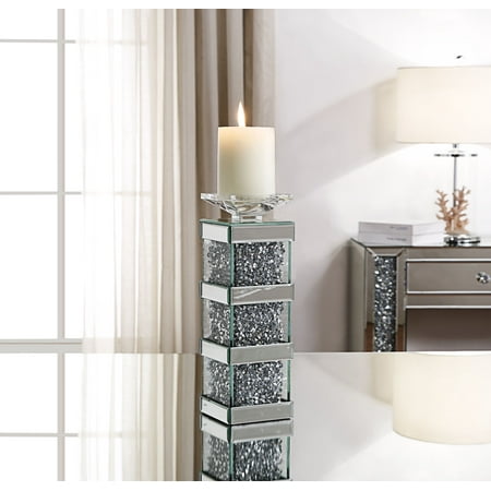 Acme Nie Accent Candleholder In Mirrored And Faux Diamonds