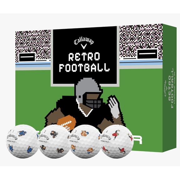 Callaway Golf 2024 Chrome Tour Truvis Retro Football Limited Edition Golf Balls 1dz