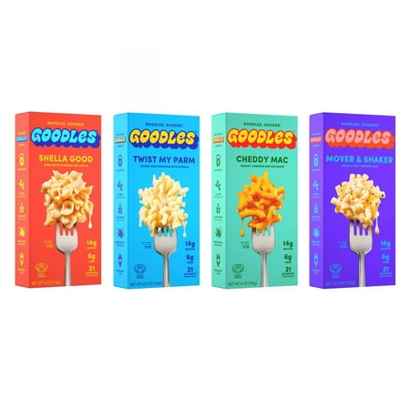 Goodles Mac & Cheese Assortment 6oz (Pack of 4) - 14g Protein, 6g Fiber with Prebiotics, 21 Plant-Based Nutrients and Made w/REAL Cheese! | Clean Label Certified