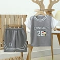 thumbnail image 2 of JAKANYQ Children Boys Outfit Shorts Sets Tracksuit 2 Piece Basketball Performance Tank Top And Mesh Shorts Quick Drying Set Classic Cuteness, Grey, 9-10 Years, 2 of 3