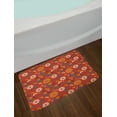 Vintage Bath Mat, Asian Flower Silhouettes on a Half Circle Scale ...