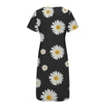 thumbnail image 5 of Wycnly Summer Dresses for Women Fashion Loose Plus Size Swing Button Down Tunic Long Dresses with Pocket 2024 Elbow-Length V-Neck Daisy Print Maxi Formal Dress Black m, 5 of 5