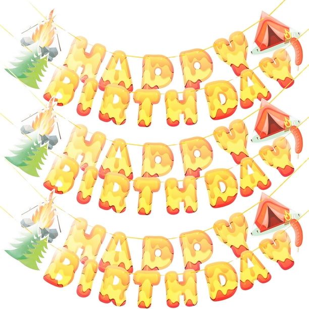 KAKOWELY 3 banderines de cumpleaños, banderines decorativos de papel para fiestas de barbacoa.