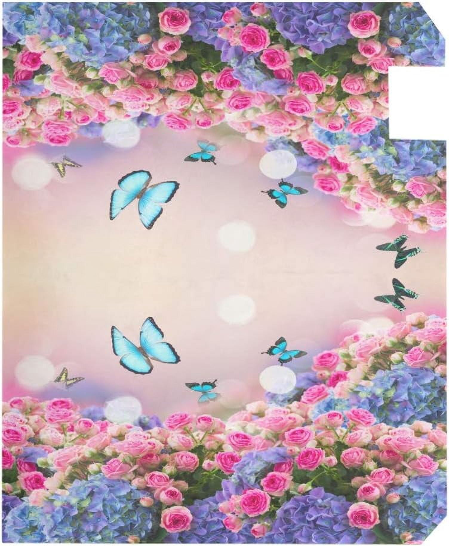 Vintage Elegant Blue Butterfly Garden Roses Flowers Spring Magnetic Magnetic Mailbox Cover Standard Size for Garden Yard Outdoor Decorations-18 x 20.8"