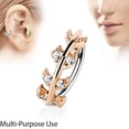 thumbnail image 2 of MoBody 3-Pack 20G Nose Ring Piercing Hoop Paved CZ Crawler Surgical Steel Cartilage Earring Set (8mm) (Rose Gold-Tone), 2 of 5