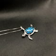 thumbnail image 3 of 14K White Gold Plated Deep Blue Sea Turtle Animal Frog Crab Cat Heart Opal Blue Enamel Cz Pendant Necklace for Woman Special Occasion Birthdays Holidays, 3 of 15