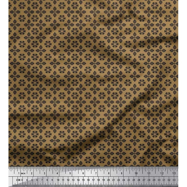 Soimoi Poly Georgette Fabric Artistic Floral Shirting Decor Fabric Printed Yard 42 Inch Wide