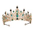 thumbnail image 2 of Rhinestone Crowns Tiaras Wedding Headbands Headpieces Baroque Style Queen Crowns for Events Valentine'S Day Holiday Bridesmaids Women Girls Green, 2 of 9