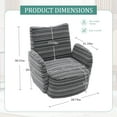 thumbnail image 6 of Villeston 360° Fabric Striped Swivel Accent Chair with Sand-Rimmed Fabric and Metal Bracket, Suitable for Living Room, Balcony and Bedroom，Gray, 6 of 8