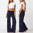 thumbnail image 2 of YUEHUA Fold Over Yoga Pants, On-Trend Solid Wide Leg Loose Fit Lounge Pants with Ruched Waist Y2k 2026 Coral Foldover Yoga Pant Stretchy Loose Gym Lounge Leggings, 2 of 7
