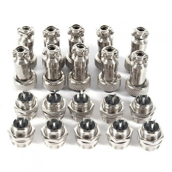 Panel Metal Wire Connector, GX12 3 Pin Metal Socket Connector Compact 10 Set For Technician For Mechnical Equipment