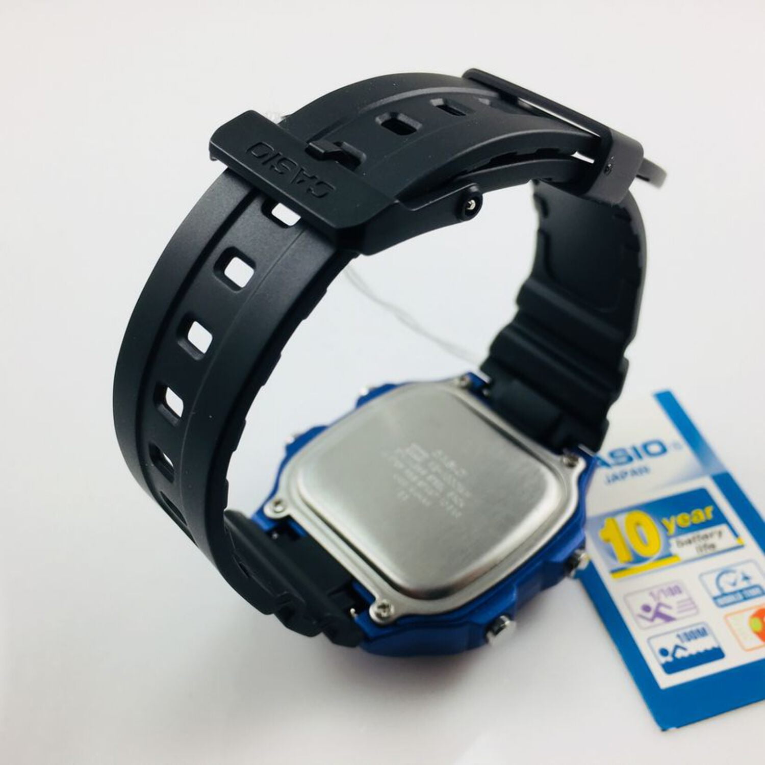 Casio Men's Digital Black Band Square Blue Resin Case Watch AE1300WH-2AV