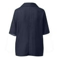 thumbnail image 5 of QLEICOM Womens Plus Size Summer Tops, Casual Kaftan Loose Tops, Fashion Solid Cotton And Linen T Shirts, O-Neck Long Sleeve Baggy Pullover Tops Cardigan Blouse Navy XL, 5 of 6