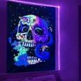 thumbnail image 4 of Póster de pared Trippy reactivo UV, tapiz de decoración de habitación Hippie, tapiz de pared de esqueleto, 4 of 6