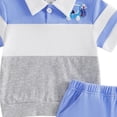 thumbnail image 4 of Nwiuh Toddler Baby Boy Clothes 6 9 12 18 Months 2 3T Summer Spring Polo Shorts Sleeves Set Button Outfits 2 PCS Blue for Size 6-12M, 4 of 4