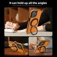 thumbnail image 3 of ELEHOLD Case for iPhone 11,  Magnetic Leather Case with 360°Rotatable Ring Stand [Compatible with MagSafe] Phone Case,Orange, 3 of 6