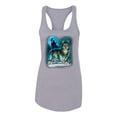 thumbnail image 2 of Wild Bobby, Wolf Howling At the Full Moon Wolf Pack Animal Lover Ladies Racerback Tank Top, Heather Grey, X-Large, 2 of 3