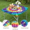 thumbnail image 4 of Rainbow Tie Dye Radial Pattern Square Fitted Tablecloth with Elastic Edge,Square Table Cover,Washable Elastic Table Cover for Home Kitchen Party Decor 34"x34", 4 of 6