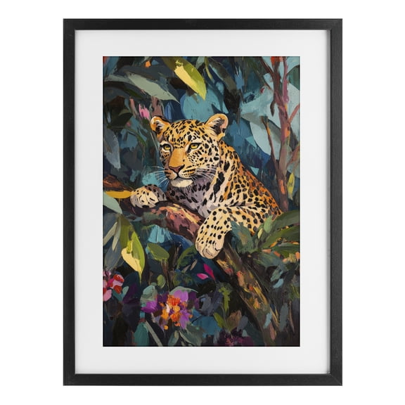 Stupell Industries Bohemian One The Wild Side Leopard Black Framed Print Under Glass, 14 x 20, by Petals Prints Design