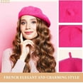 thumbnail image 3 of Vorkoi Women Wool Beret Hat Wool French Beret Hat Artist Cap Winter Solid Color Cap for Women, 3 of 6