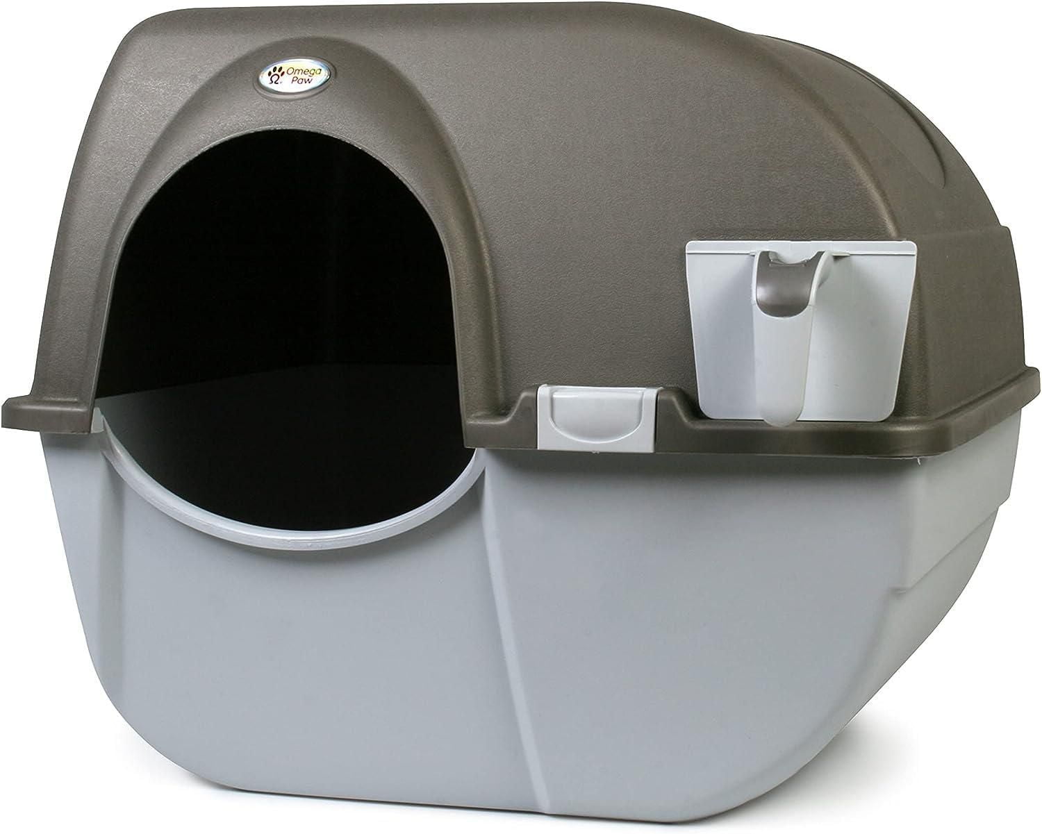 Omega Paw Roll 'n Clean Cat Litter Box Large Grey